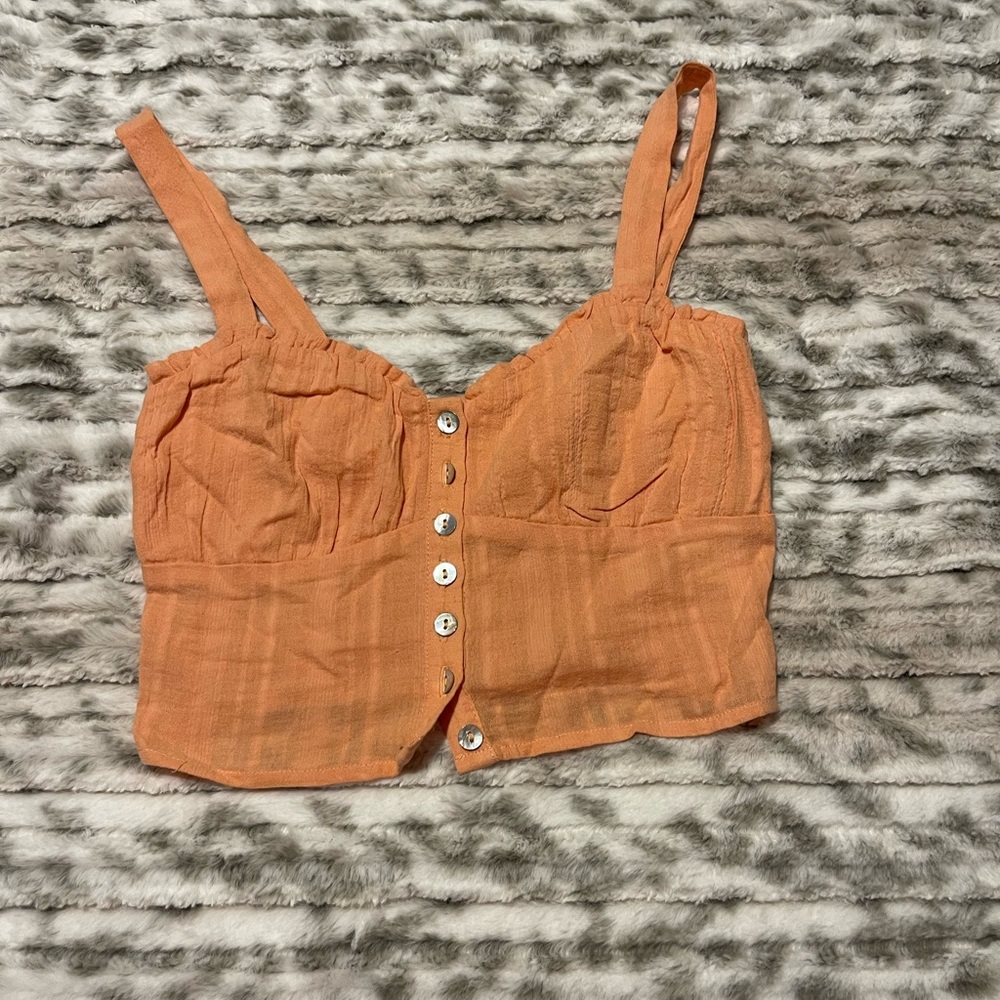 Love on a Hanger Orange Button-Down Crop Top